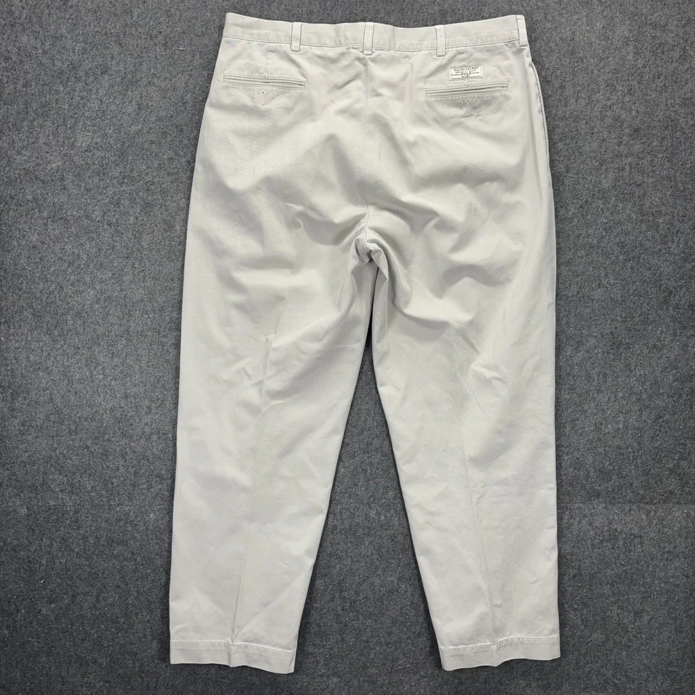 Vintage Polo Ralph Lauren Andrew Pants Mens 38x30 Pleated Chino Beige Preppy 90s